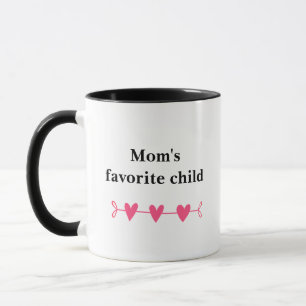Caneca "Mãe favorita" citação engraçada com corações