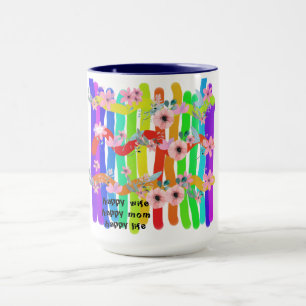 Caneca Mãe feliz esposa feliz vida feliz