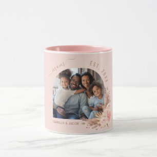 Caneca Mãe foto-mãe pampas rosa dourada-rosa-rosa-rosa