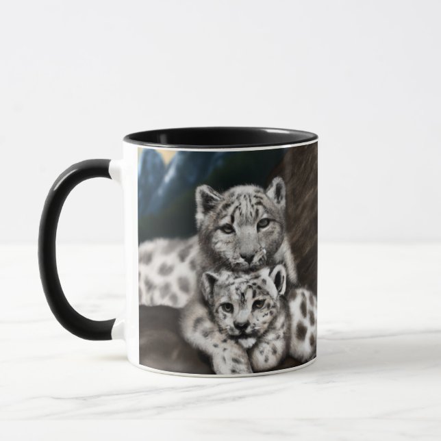 Caneca Mãe-Leopardo-da-Neve e Cubo nas Montanhas (Esquerda)