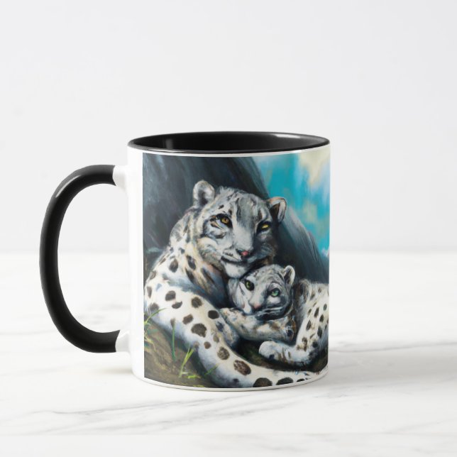 Caneca Mãe-Leopardo-da-Neve e Cubo nas Montanhas (Esquerda)