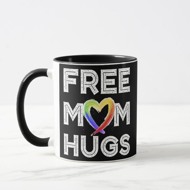 Caneca Mãe Livre Abraça A Mãe Abraça O Orgulho gay Rainbo (Esquerda)