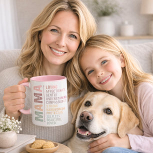 Caneca Mãe mãe palavra arte ama rosa