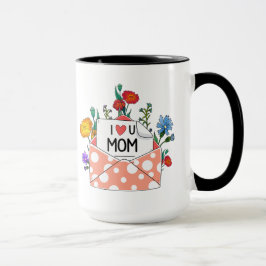 Caneca Mãe Mug Gift, Eu Te Amo Mãe Design Floral Mug