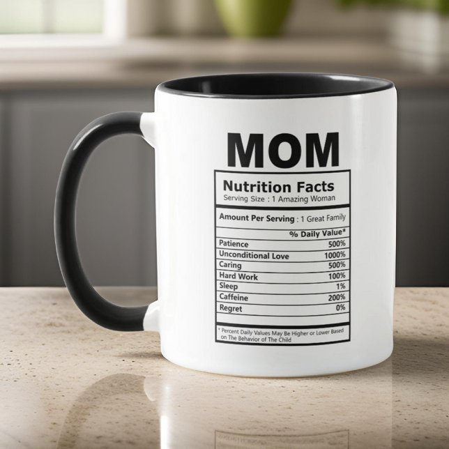 Caneca Mãe Nutrição Fala Preto e Branco Moderno Engraçado (Criador carregado)