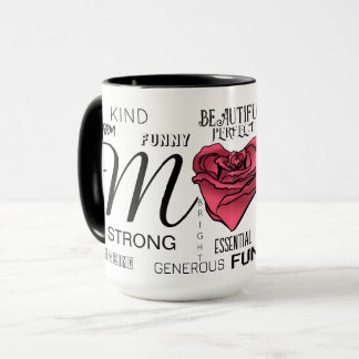 Caneca Mãe Personalizada com Coração Rosa e Tipografia