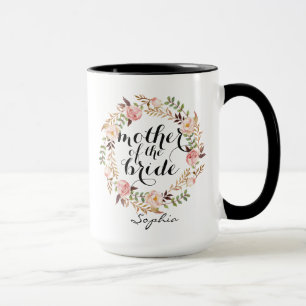 Caneca Mãe Personalizada da Noiva Floral Wreath