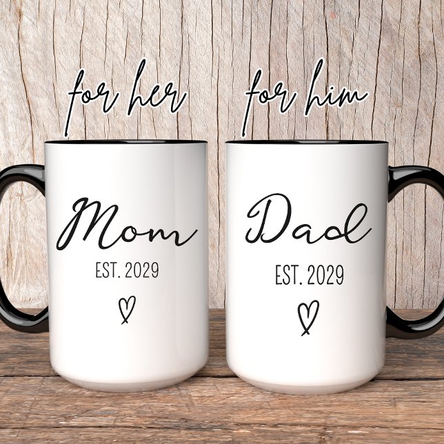 Caneca Mãe Personalizada e Pai Mug Novo Presente de Chá d (personalized mom mug, custom mom mug, mothers day mug, new mom gift, baby shower gift,)