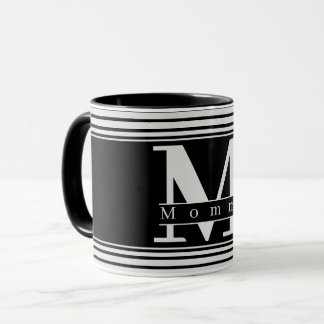 Caneca Mãe personalizada Monograma preto e branco