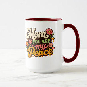Caneca Mãe Retro Você É Minha Paz Desenho Floral