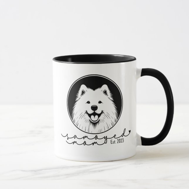 Caneca Mãe Samoyed Personalizada Estabelecida Pop Art Sam (Direita)