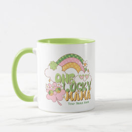 Caneca Mãe Sortuda Personalizada Um Retrô Arco-íris Groov
