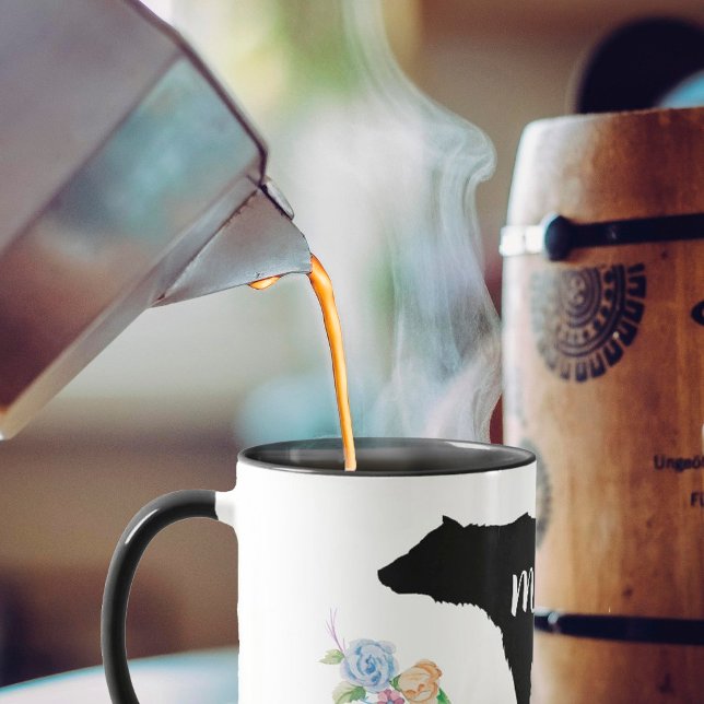 Caneca Mãe Urso com Flores e Nome (Criador carregado)