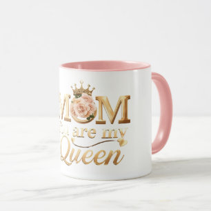 Caneca Mãe Você É Minha Rainha Tipografia Dourada Design