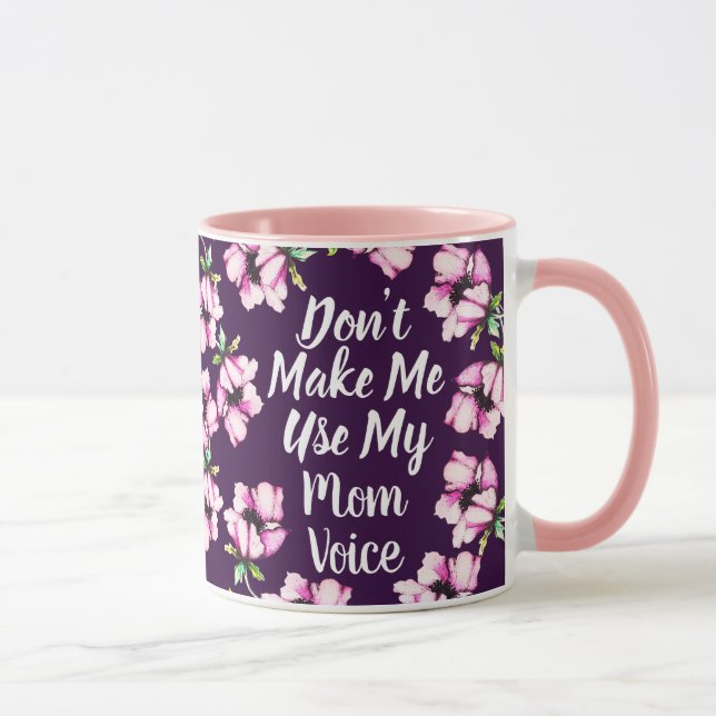 Caneca Mãe Voz | Flores De Púrpura De Aquarela (Direita)