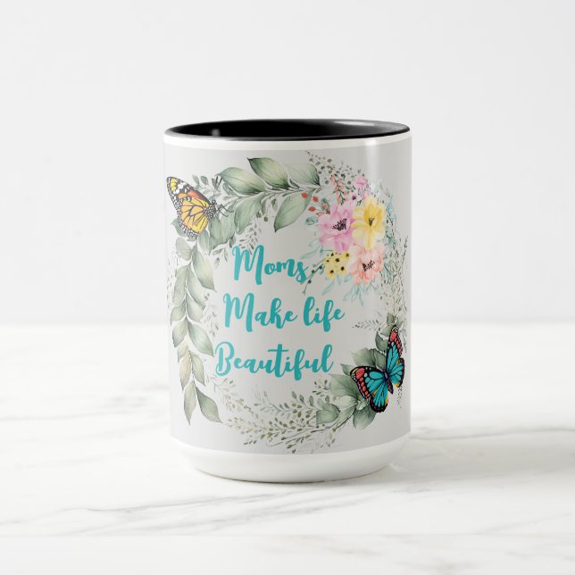 Caneca Mães torna a vida linda personalizada (Centro)