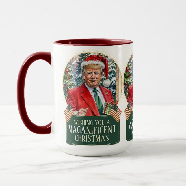 Caneca MAGA Papai noel de Natal Grande Globo de Neve (Esquerda)