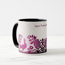 Caneca Magenta - Ação de Graças - Turquia - Mug Floral