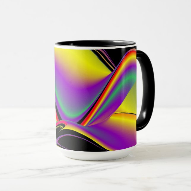 Caneca Magia das cores, Abstrato 3D Rainbowart (Frente Esquerda)