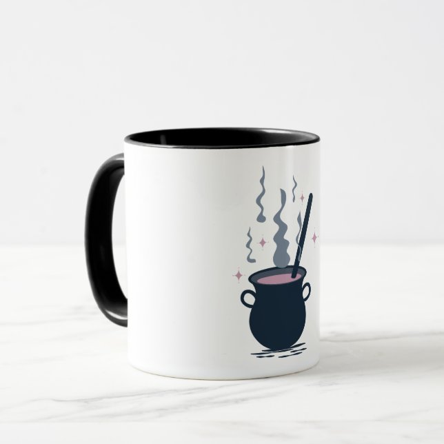 Caneca Magia de Caldeirão de Halloween Bruxo (Frente Esquerda)