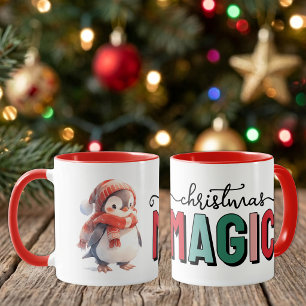 Caneca Magia de Natal com pinguim fofo