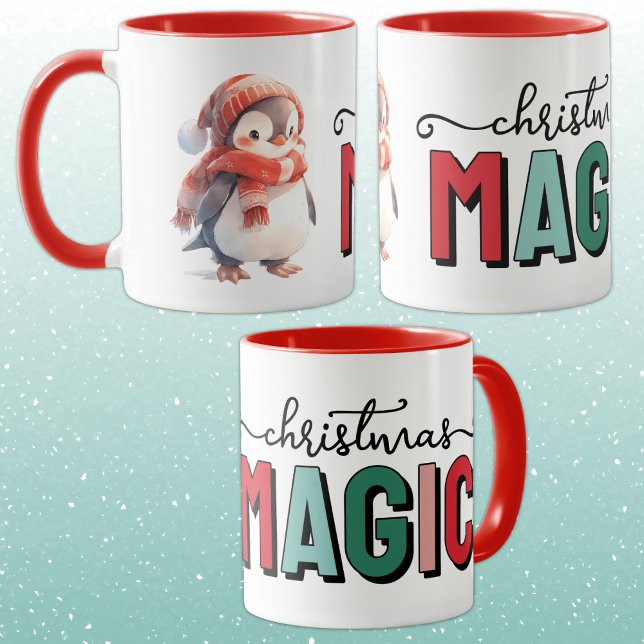 Caneca Magia de Natal com pinguim fofo (Criador carregado)