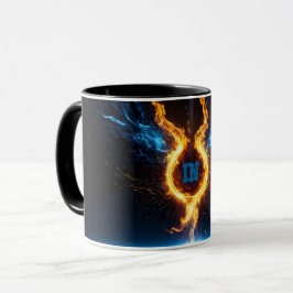 Caneca Magia Elemental do Anel de Fogo Laranja Azul Épico