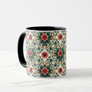 Caneca Magia Floral Boho - em Tons de Verde e Rosa