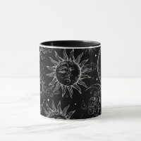 Magia Negra Vintage Sol Lua Estrelas Celestiais