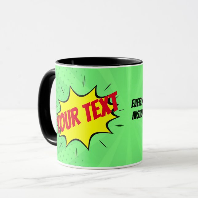 Caneca Magic Book Super Herói Verde Amarelo (Frente Esquerda)