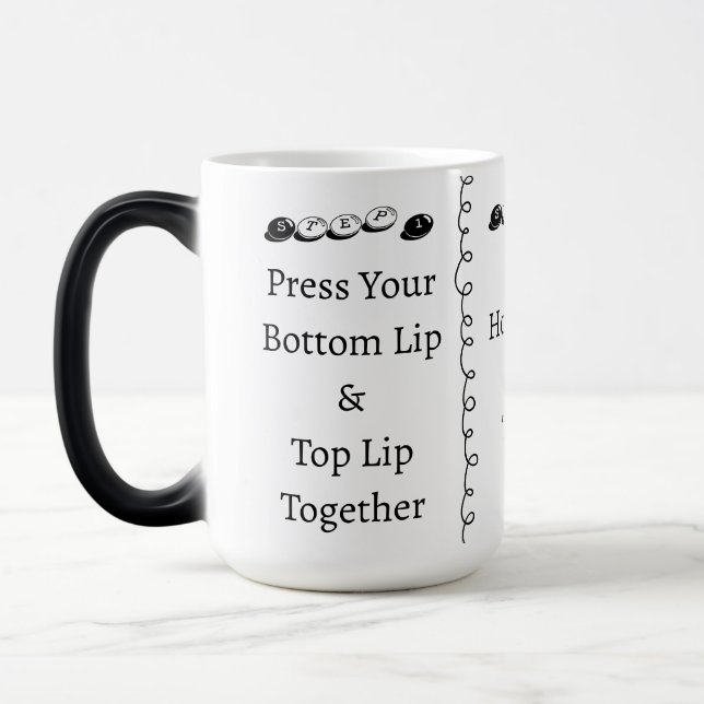 Caneca Mágica 3 passos para Calar Piada Texto Personalizado (Esquerda)