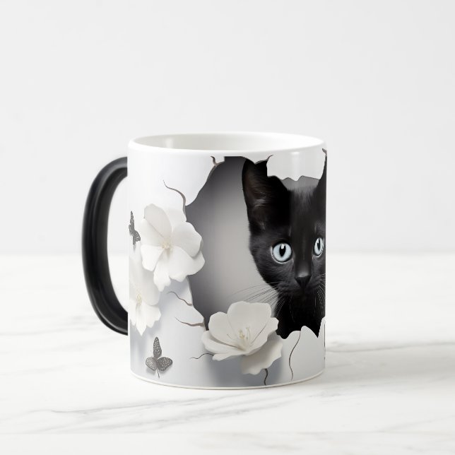Caneca Mágica 3D Black cat (Frente Esquerda)
