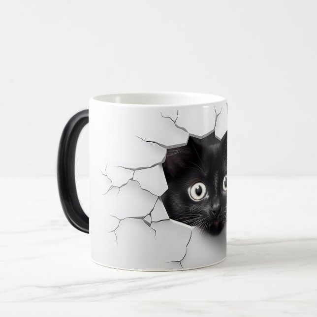 Caneca Mágica 3D Black cat (Frente Esquerda)