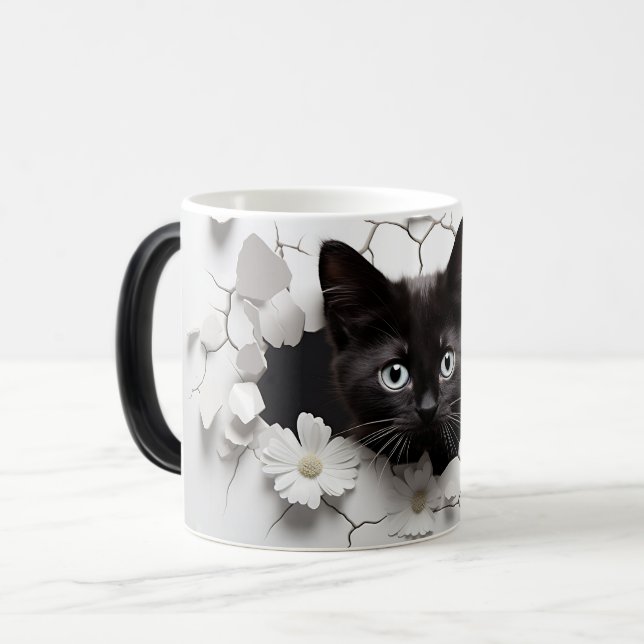 Caneca Mágica 3D Black cat (Frente Esquerda)