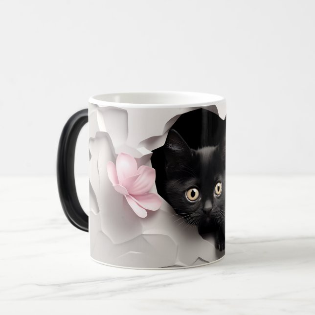 Caneca Mágica 3D Black cat (Frente Esquerda)