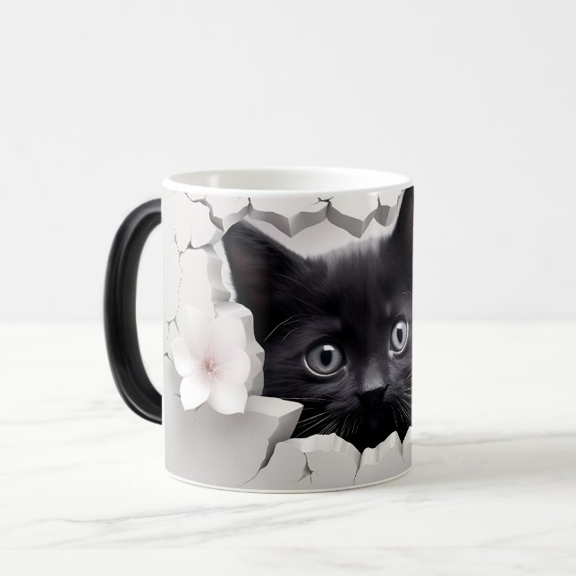 Caneca Mágica 3D Black cat (Frente Esquerda)