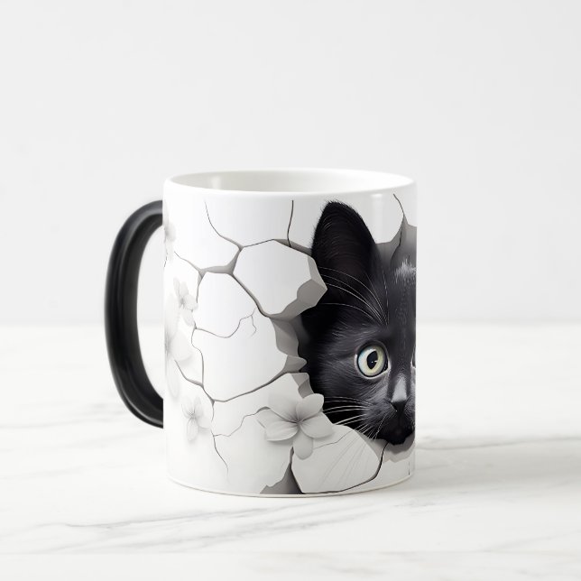 Caneca Mágica 3D Black cat (Frente Esquerda)