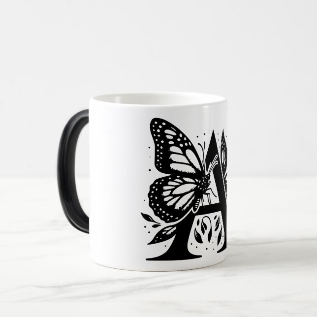 Caneca Mágica A Alphabet black butterfly (Frente Esquerda)