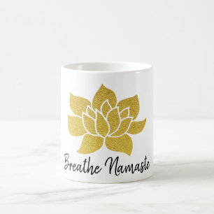 Caneca Mágica A ioga Lotus dourado do *~* respira o ouro Lotus