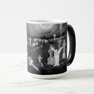 Caneca Mágica À noite no cemitério - Anjo com o Diabo
