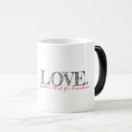 Caneca Mágica A tipografia moderna ama outra palavra para a vovó