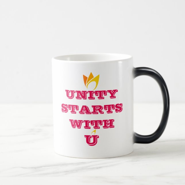 Caneca Mágica A UNIDADE COMEÇA COM VOCÊ (fogo amarelo a laranja) (Direita)