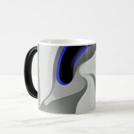 Caneca Mágica Abaixo do Azul: Cinza Abstrato, Preto e Azul