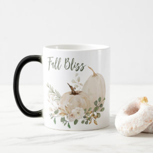 Caneca Mágica Abóbora de Aquarela Dourada e Rosas Outono Bliss