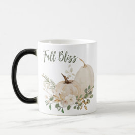 Caneca Mágica Abóbora de Aquarela Dourada e Rosas Outono Bliss