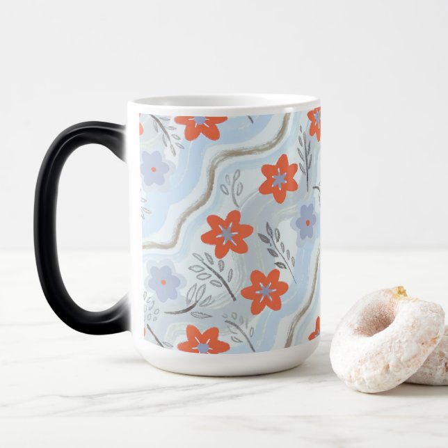 Caneca Mágica Abstract Floral Retro Swirls (Com Donut)