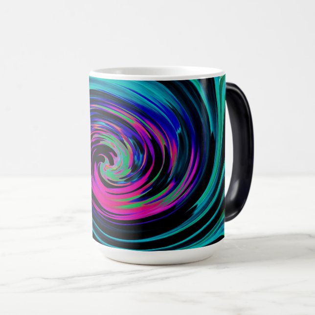 Caneca Mágica Abstrato de preto e turquesa Dramático (Frente Esquerda)