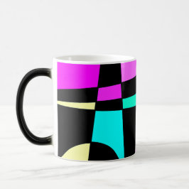 Caneca Mágica Abstrato Surfing Turquoise Hot Pink Amarelo Amarel