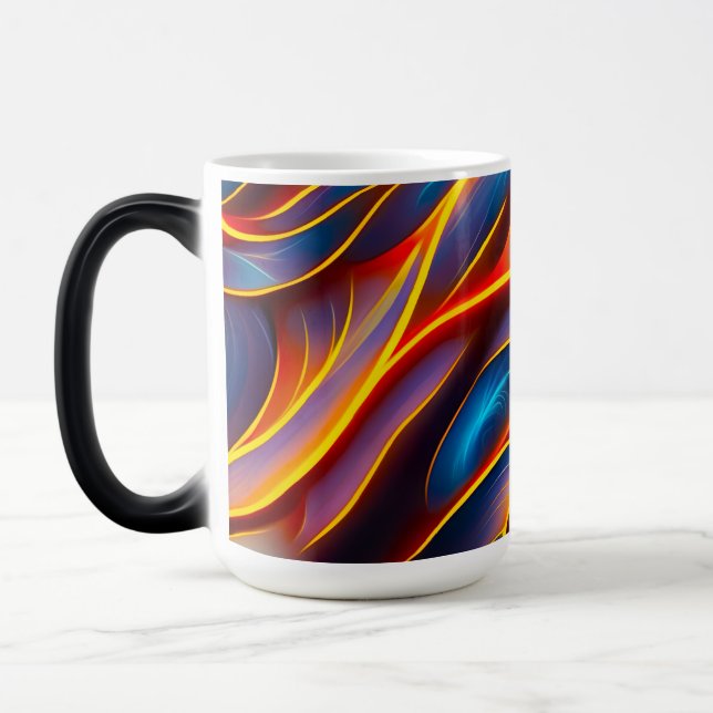 Caneca Mágica Abstrato Swirl Blue Red Flames (Esquerda)