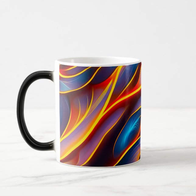 Caneca Mágica Abstrato Swirl Blue Red Flames (Esquerda)